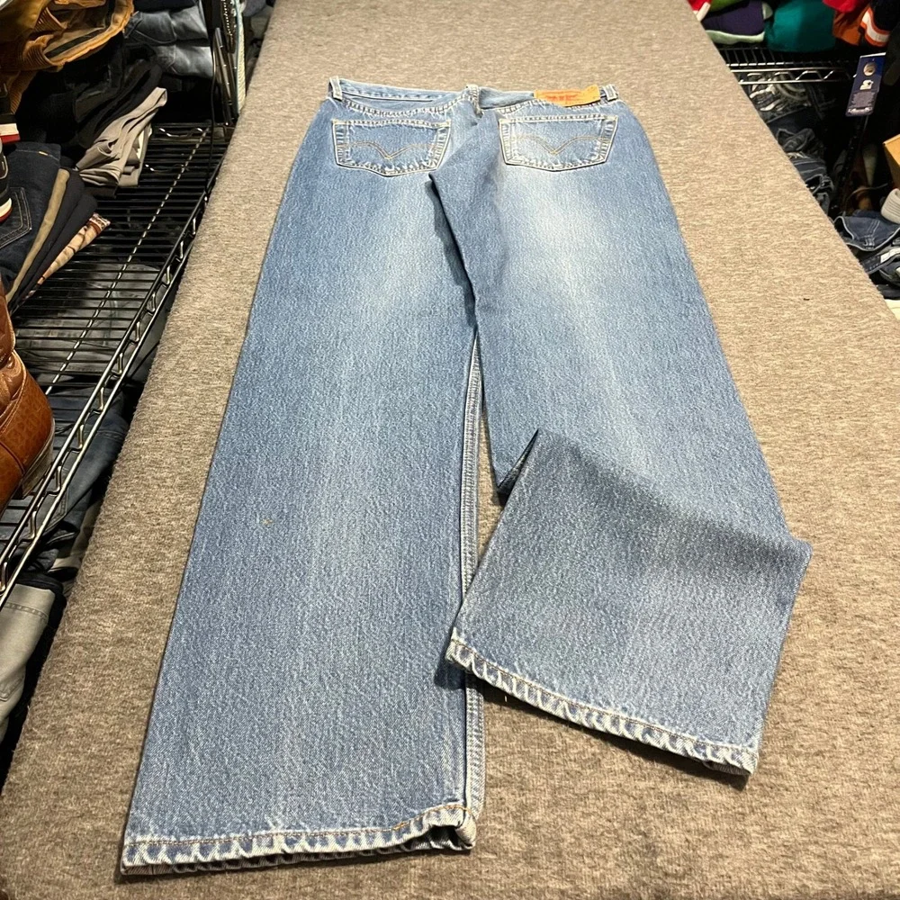 Levis 501 Mens 36x38 Light Wash Baggy Bootcut Jeans Vintage Y2K Faded Denim